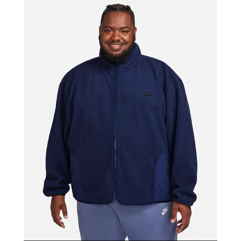 Nike Club Fleece Sherpa Winterized Full‎ Zip Jacket Blue FB8386-410 Men's Size S - Picture 7 of 12